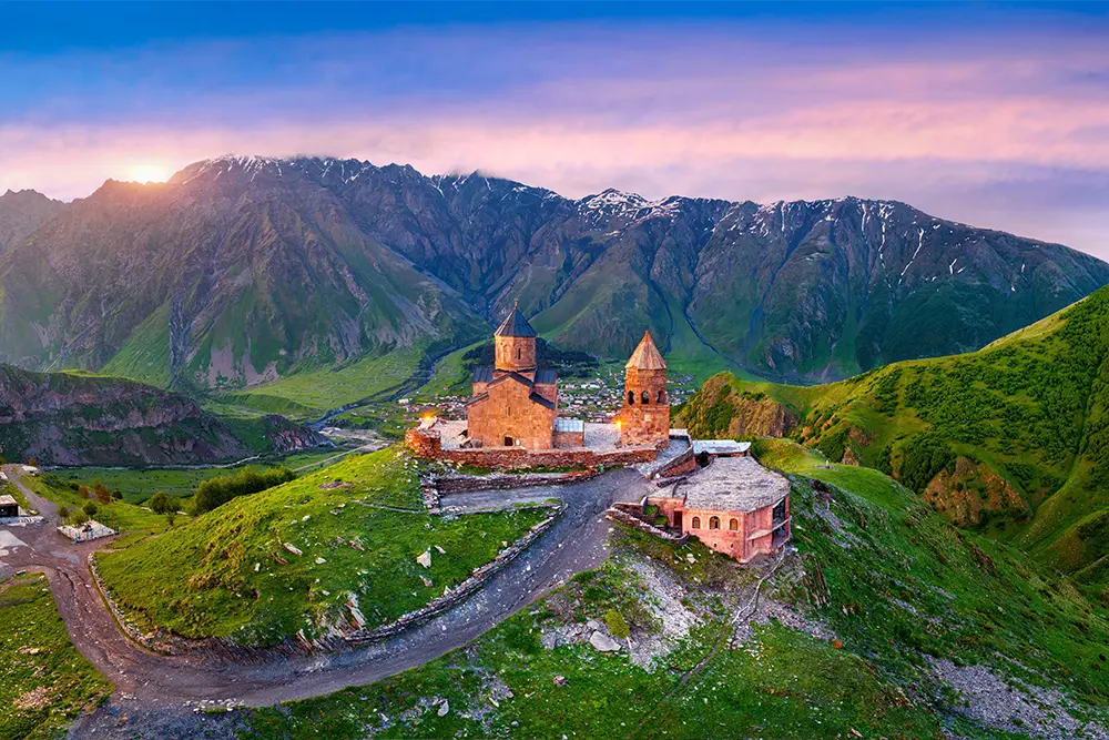 Gergeti Trinity Church beneath Mount Kazbek